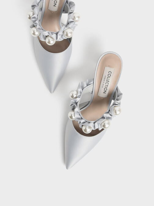 Blythe Bead Embellished Satin Pumps, Silver, hi-res