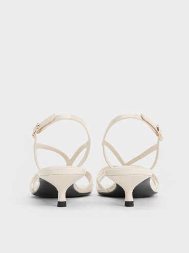 Sandalias de charol con tiras y tacón kitten, Blanco tiza, hi-res