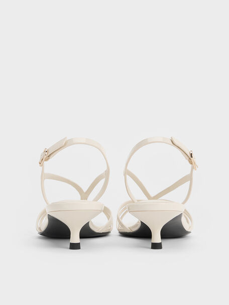 Patent Kitten-Heel Strappy Sandals, Chalk, hi-res