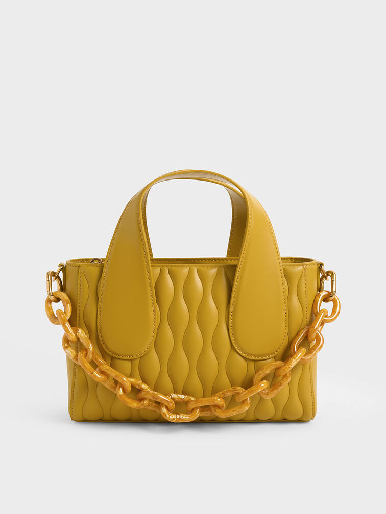 Iva Textured Tote Bag, Mustard, hi-res