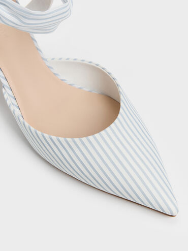 Striped Tie-Around Pointed Kitten Heels, Multi, hi-res