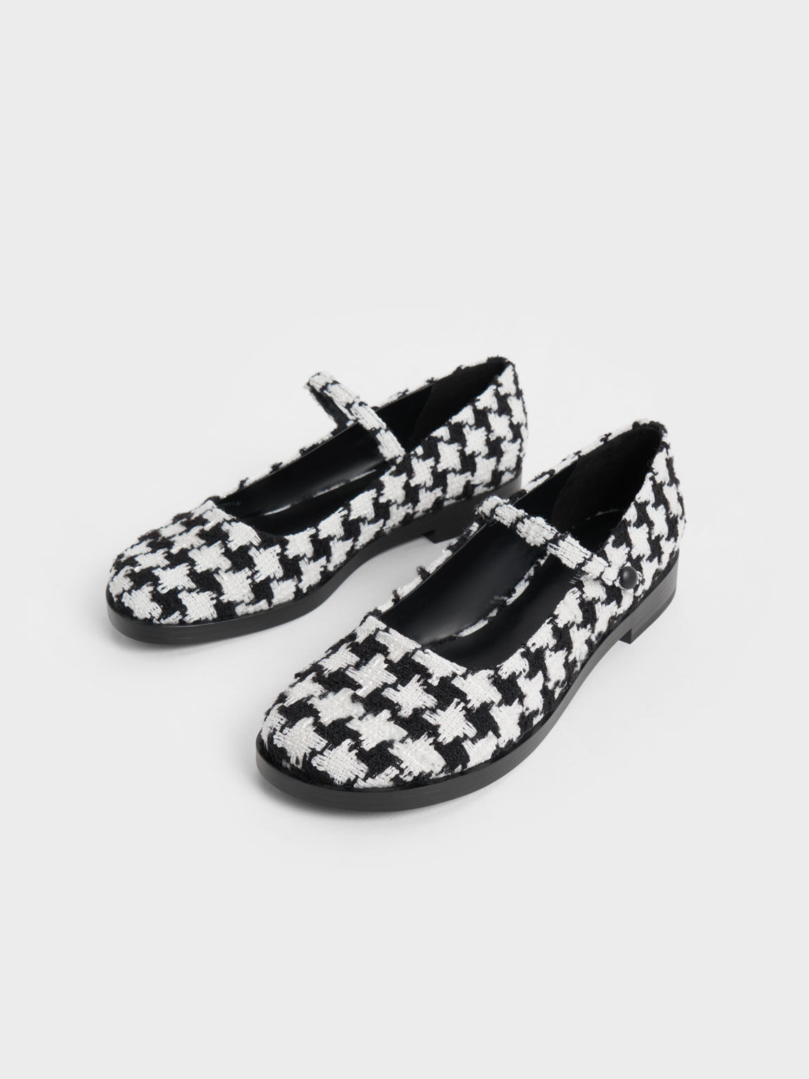 Metallic Accent Tweed Mary Janes, White, hi-res