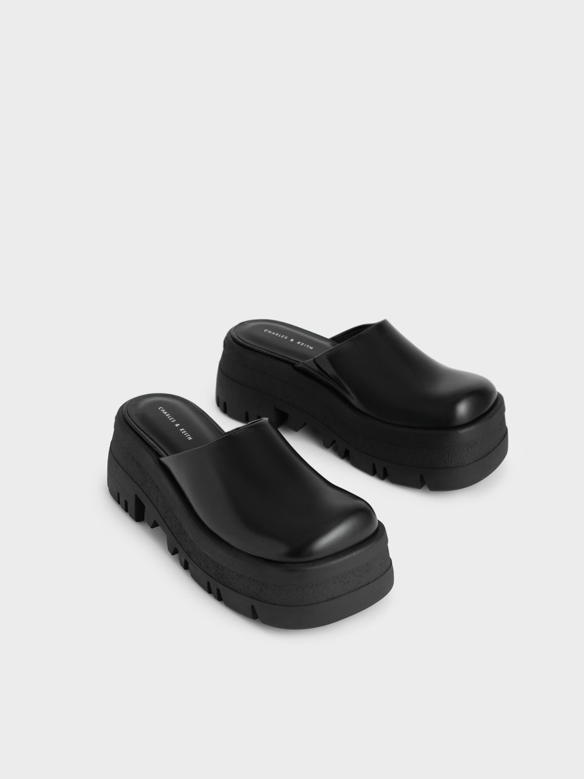 Rainier Platform Round-Toe Mules, Black, hi-res