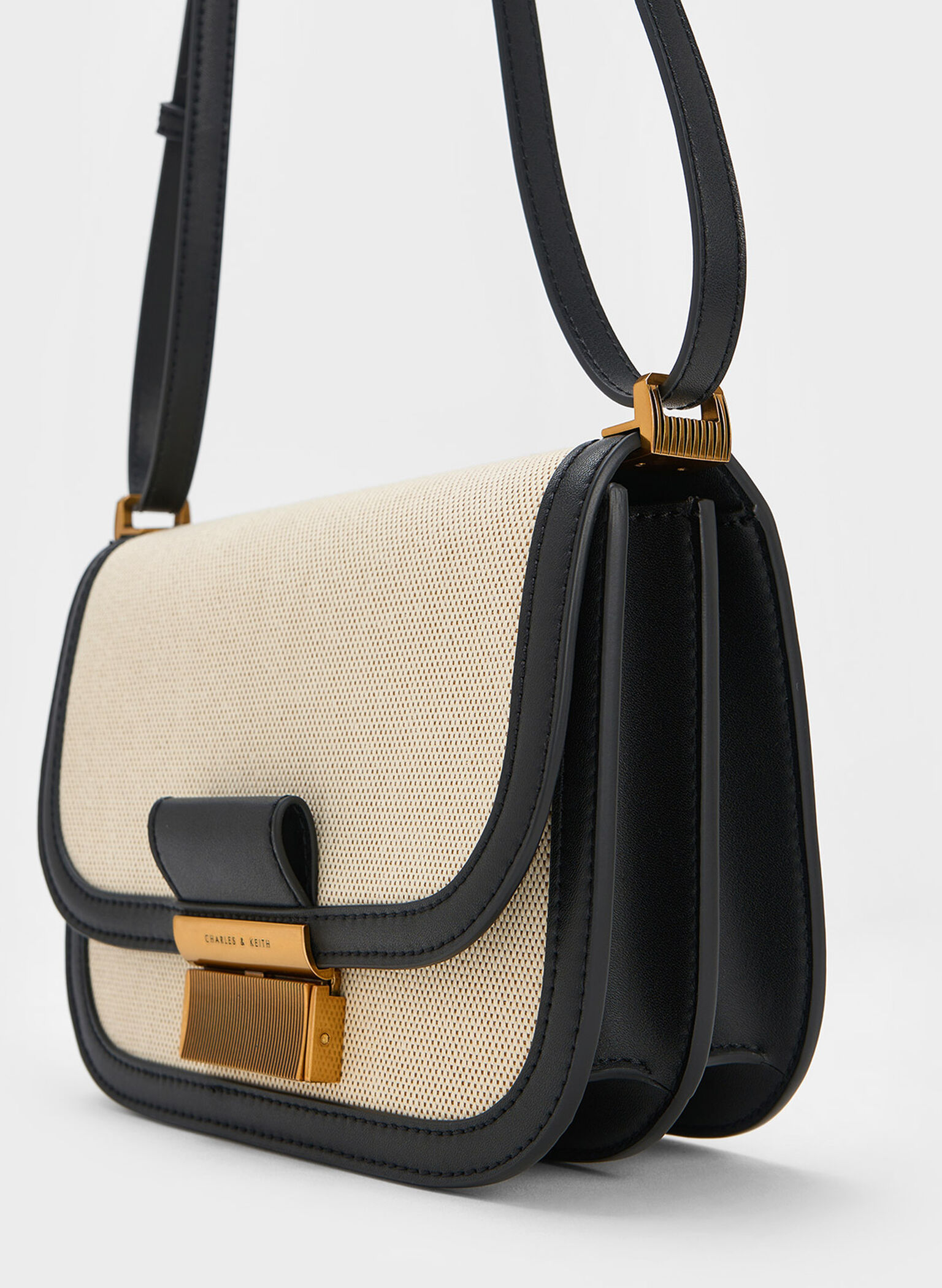 Bolso bandolera Charlot de lona, Negro, hi-res