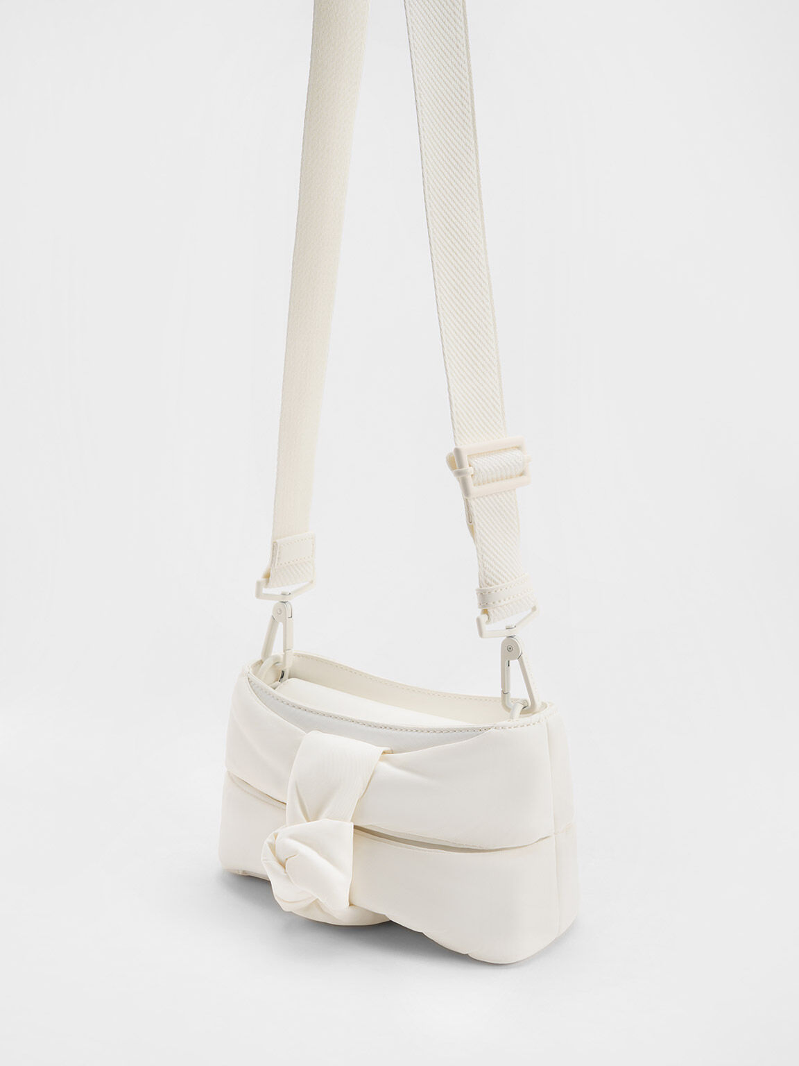 Puffy Nylon Top Handle Bag, White, hi-res