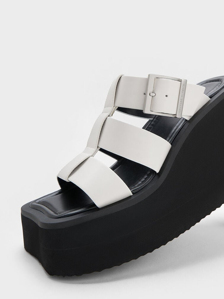 IIsa Flatform Gladiator Sandals, White, hi-res