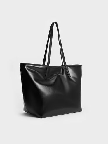 Bolso tote reversible Sianna efecto arrugado, Noir, hi-res