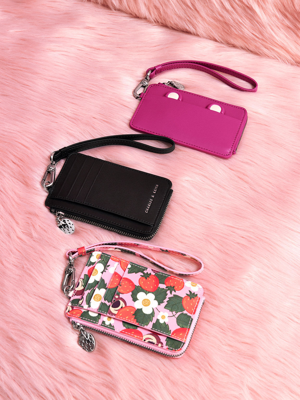 Lotso Strawberry Print Wristlet Cardholder Multi