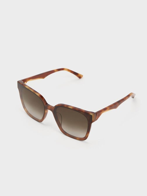 Square Thick-Frame Sunglasses, T. Shell, hi-res