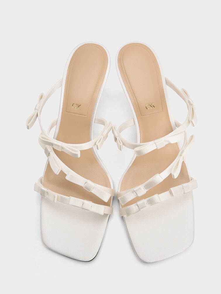 Jessy Bow Heeled Sandals, White, hi-res