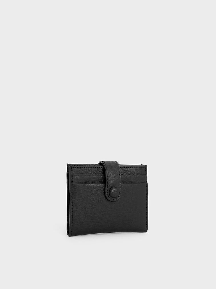 Snap Button Card Holder, Black, hi-res