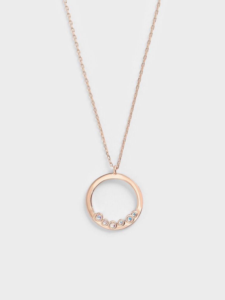 Swarovski® Crystal Studded Pendant Necklace, Rose Gold, hi-res