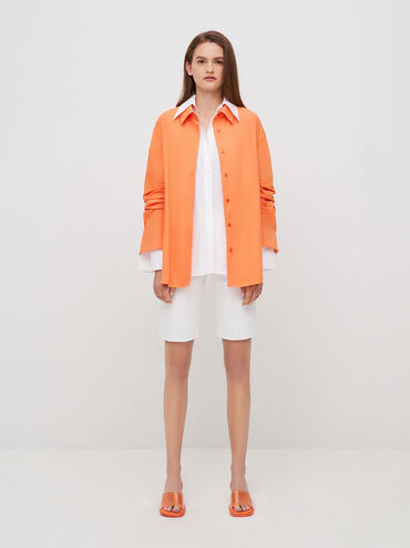 Mules Madison con tacón escultural transparente, Naranja, hi-res