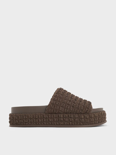 Loren Textured Platform Sandals, Dark Brown, hi-res