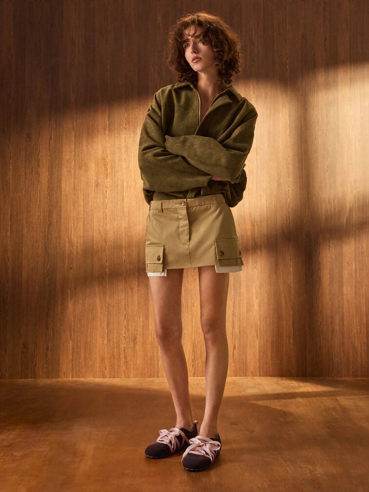 실코 스웨이드 새틴 레이스 발레 스니커즈, 다크 브라운 텍스처드, hi-res