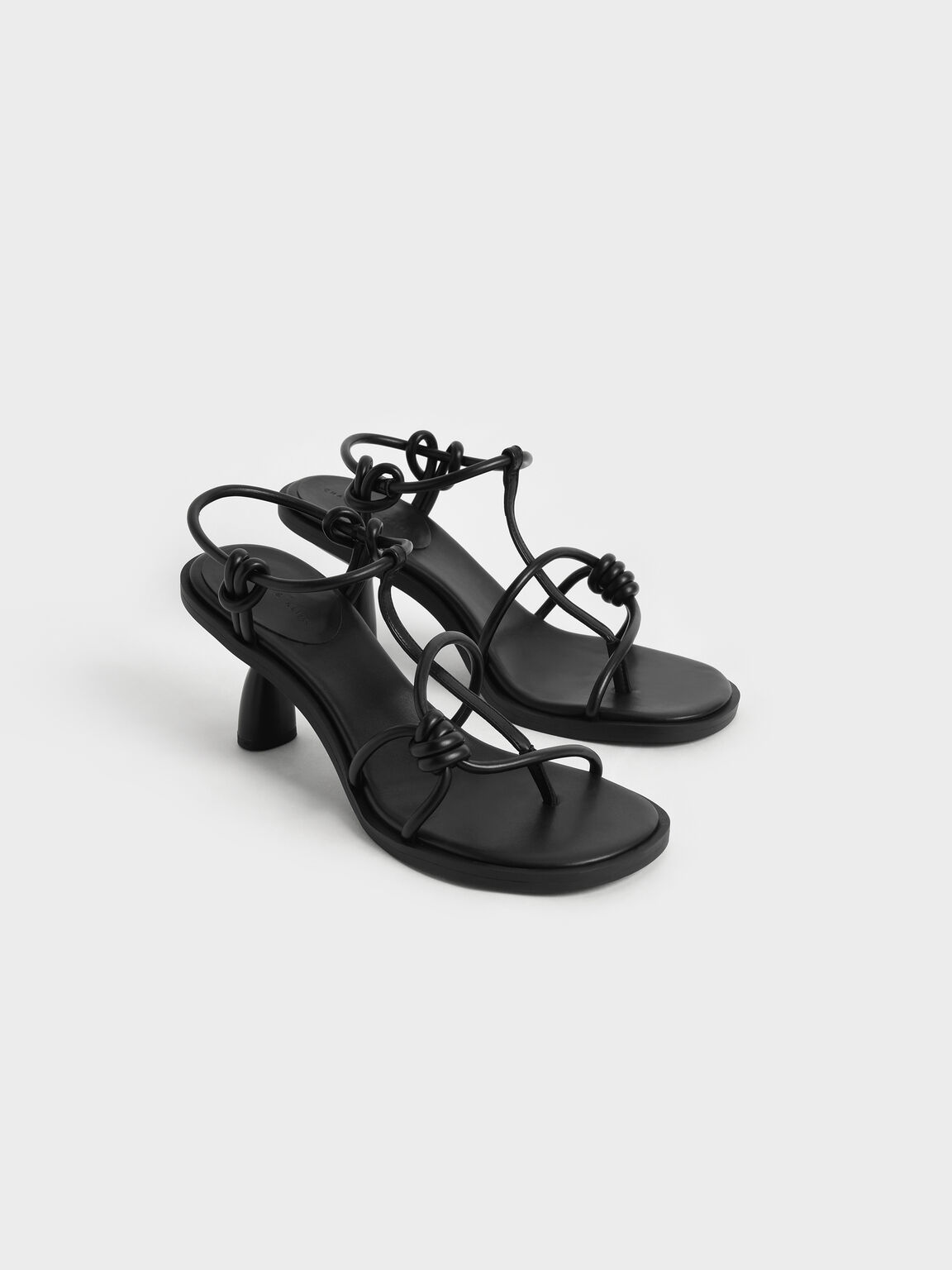 Alma Strappy Knotted Thong Sandals, Black, hi-res