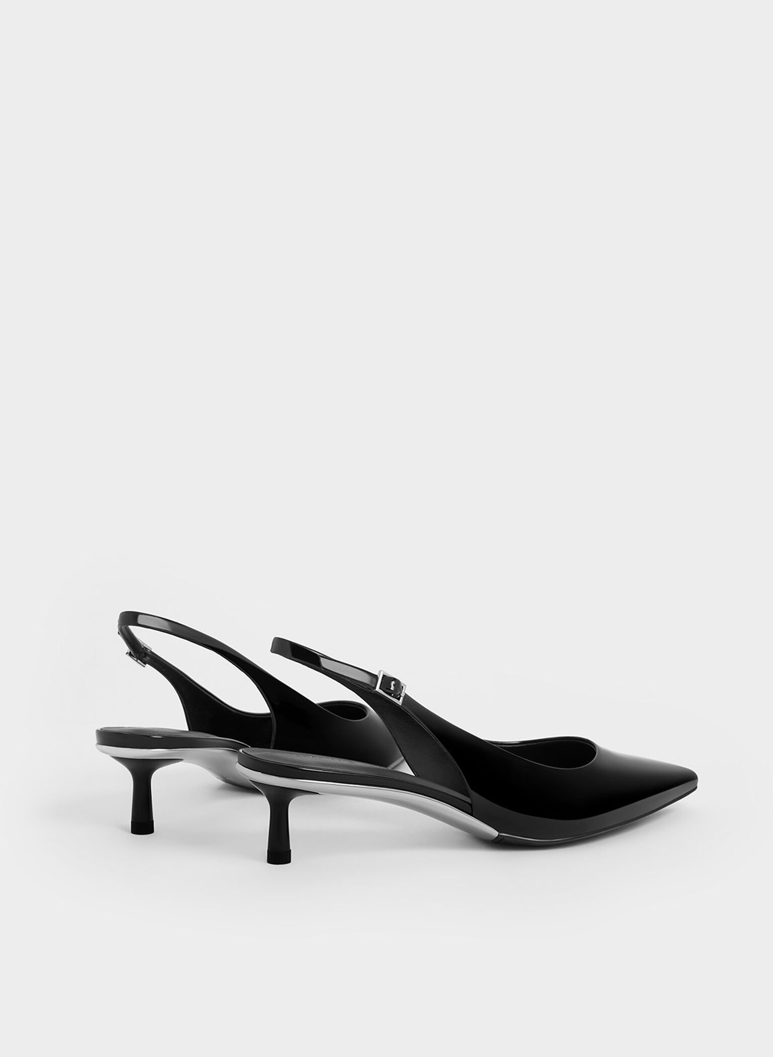Tacones destalonados de charol con punta estrecha, Charol negro, hi-res