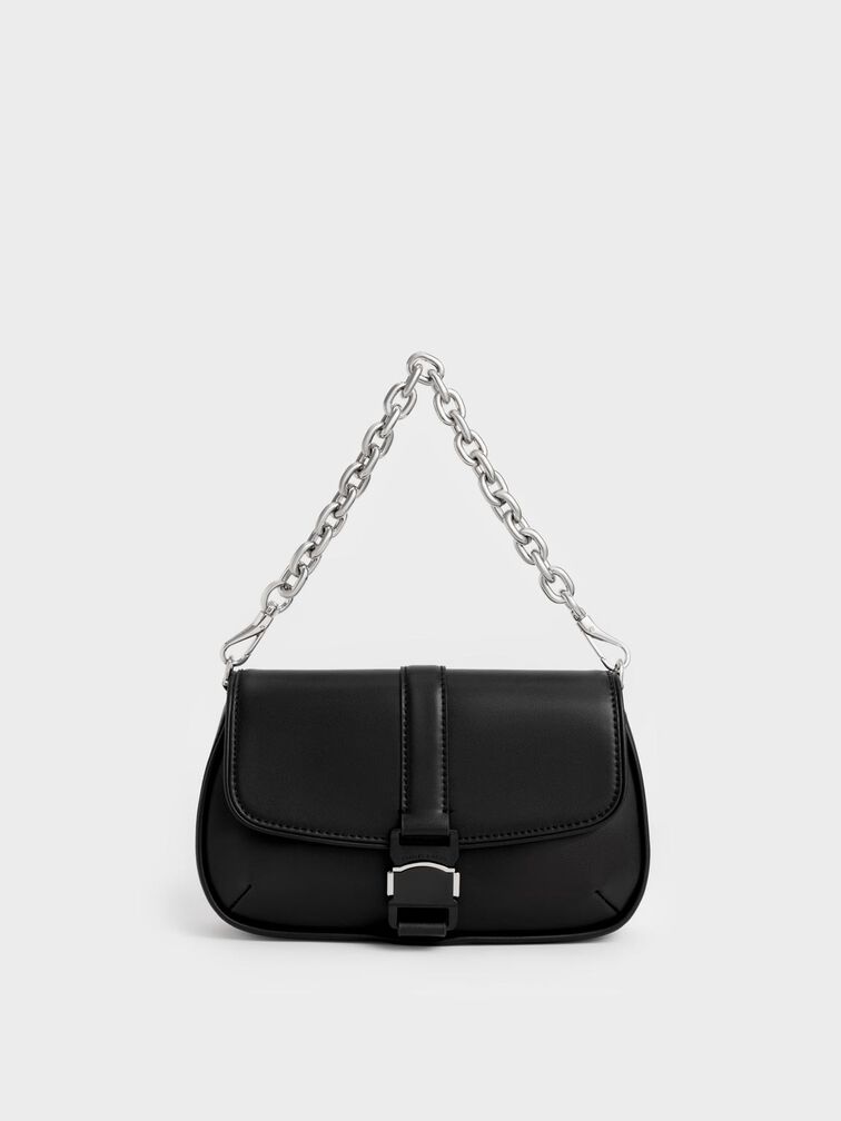 Zetta Belt Buckle Crossbody Bag, Black, hi-res