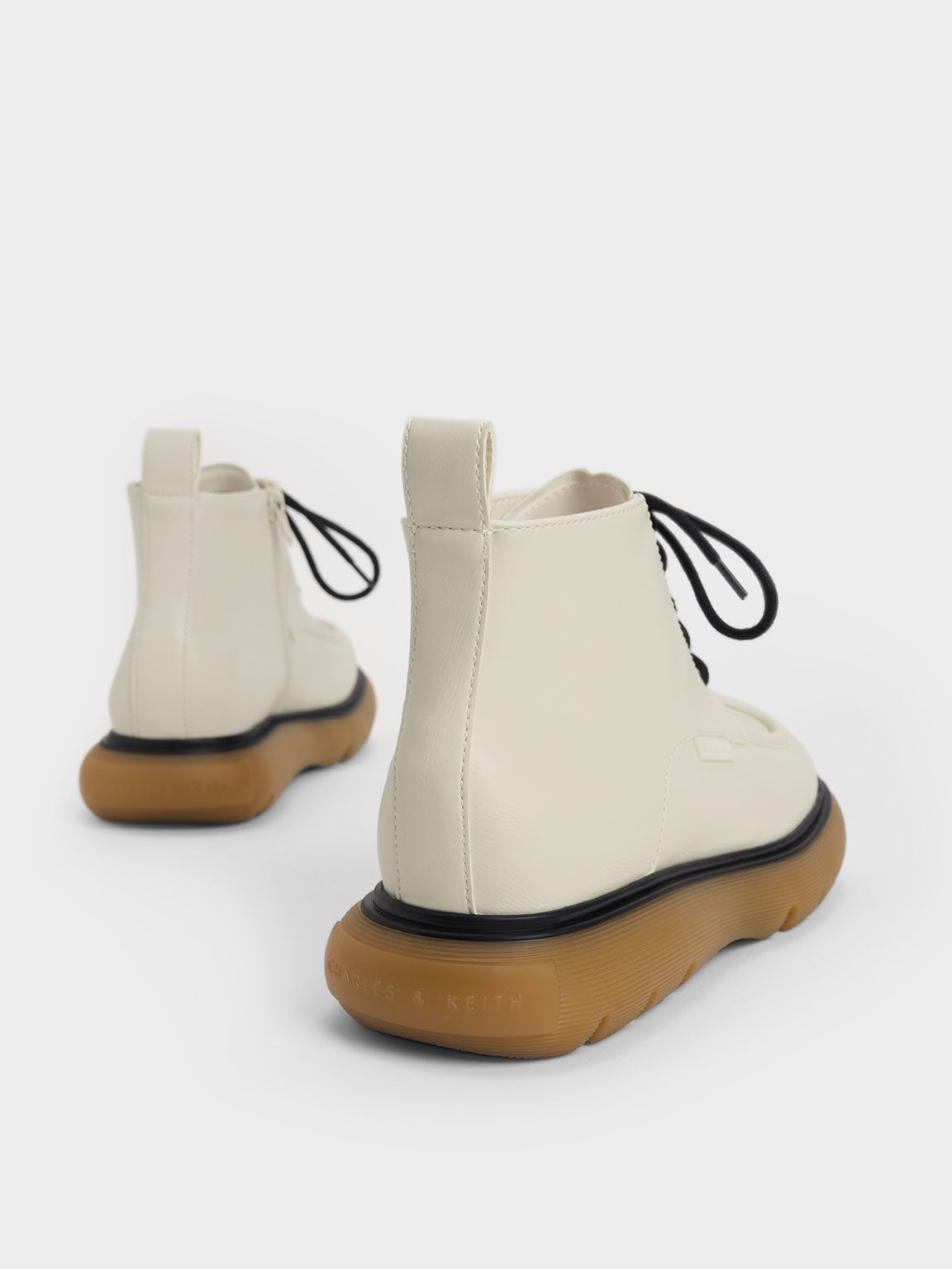 Gum Sole Lace-Up Ankle Boots, White, hi-res