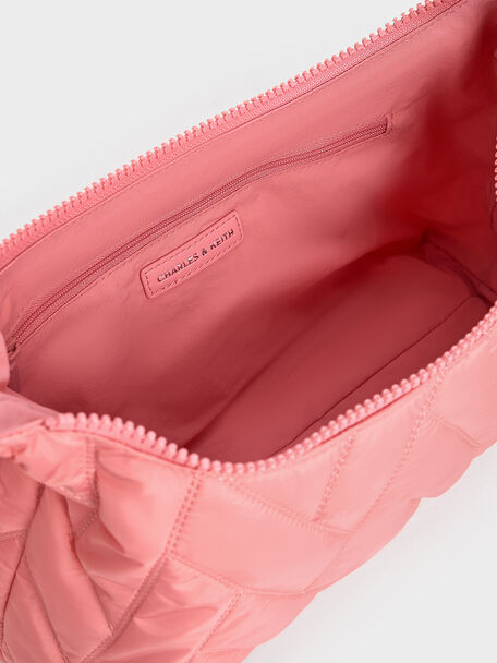 Nylon Chevron Shoulder Bag, Guava Pink, hi-res