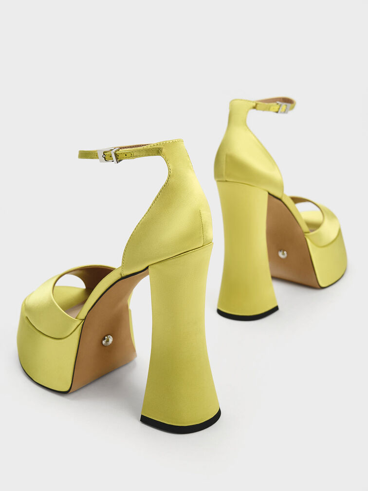 Michelle Recycled Polyester Platform Sandals, Lime, hi-res