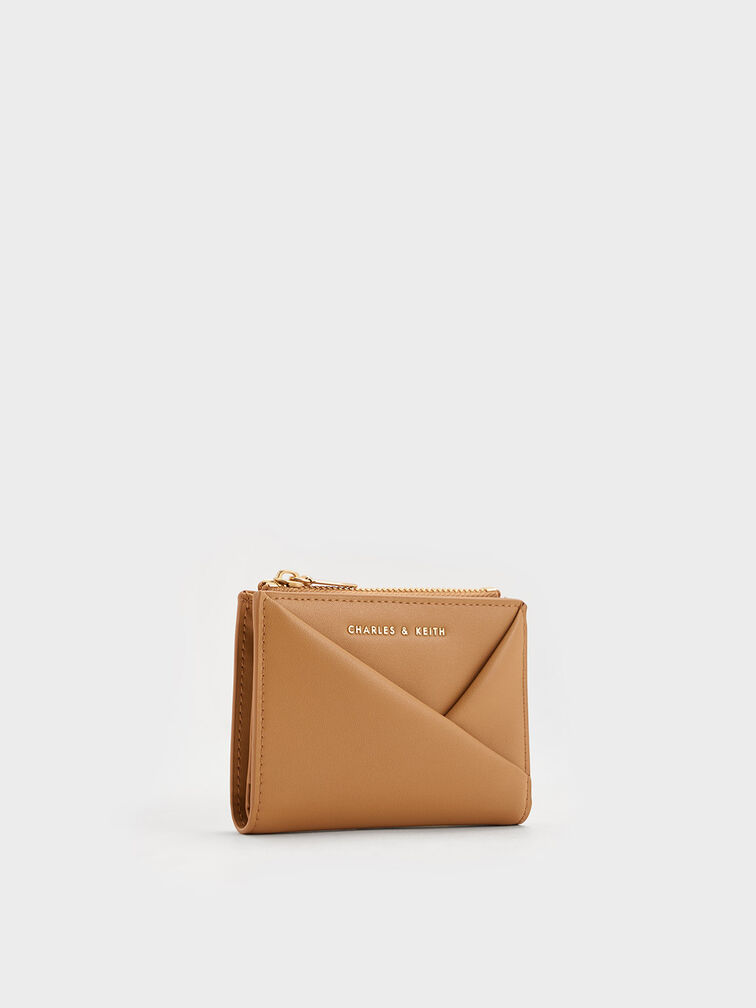 Midori Geometric Top-Zip Wallet, Camel, hi-res