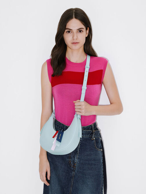 Cockade Crescent Hobo Bag, Blue, hi-res
