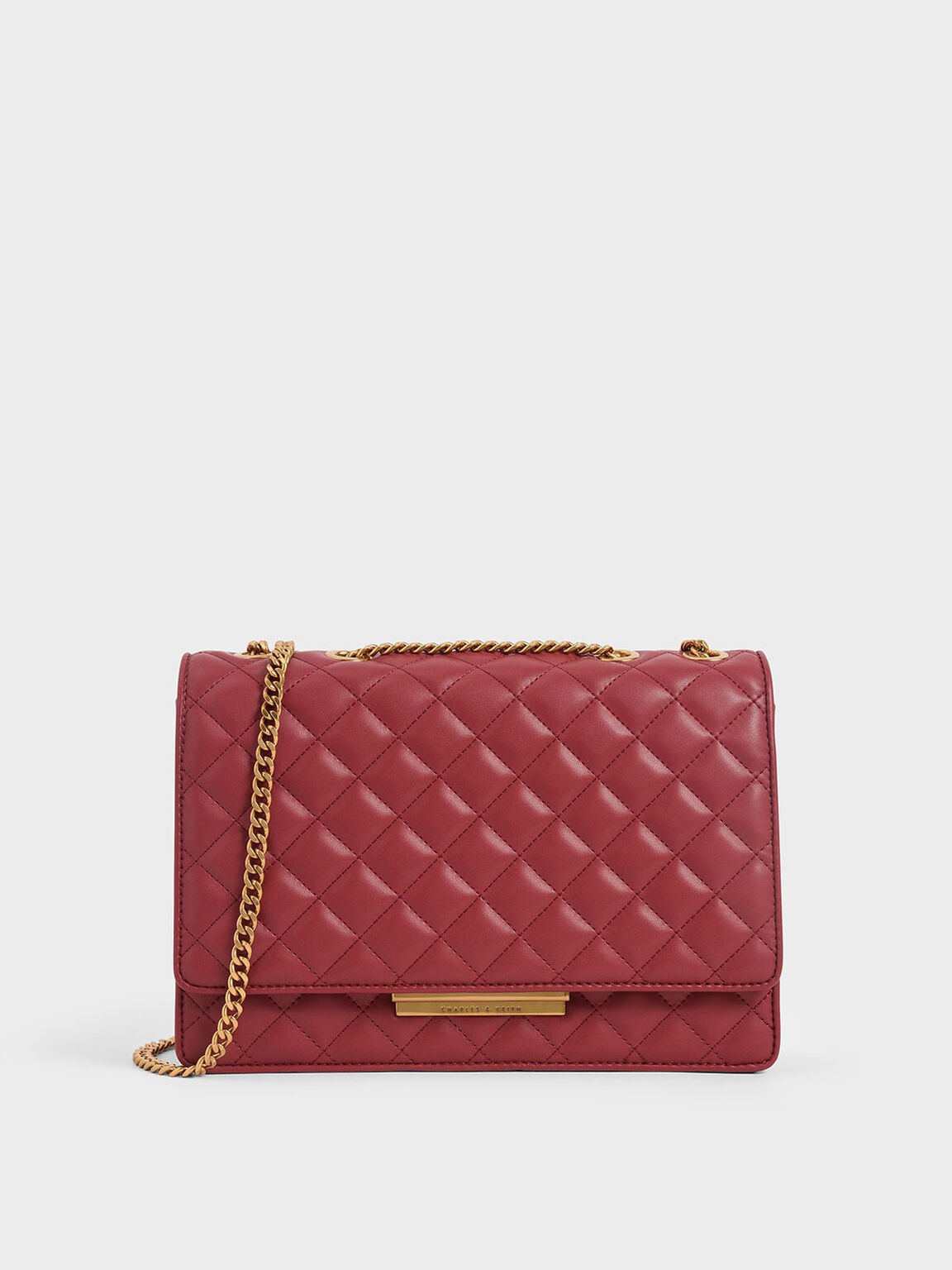 Red Quilted Chain Strap Shoulder Bag | CHARLES & KEITH International