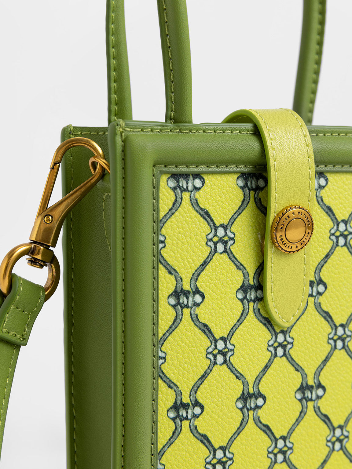 Este Belted Printed Phone Pouch, Lime, hi-res