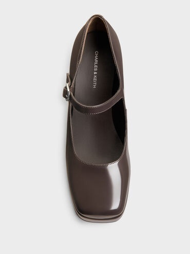 Platform Mary Jane Pumps, Dark Brown, hi-res