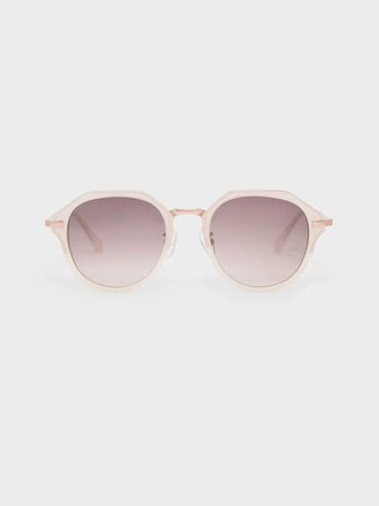 Solana Angular Oval Sunglasses, Pink, hi-res