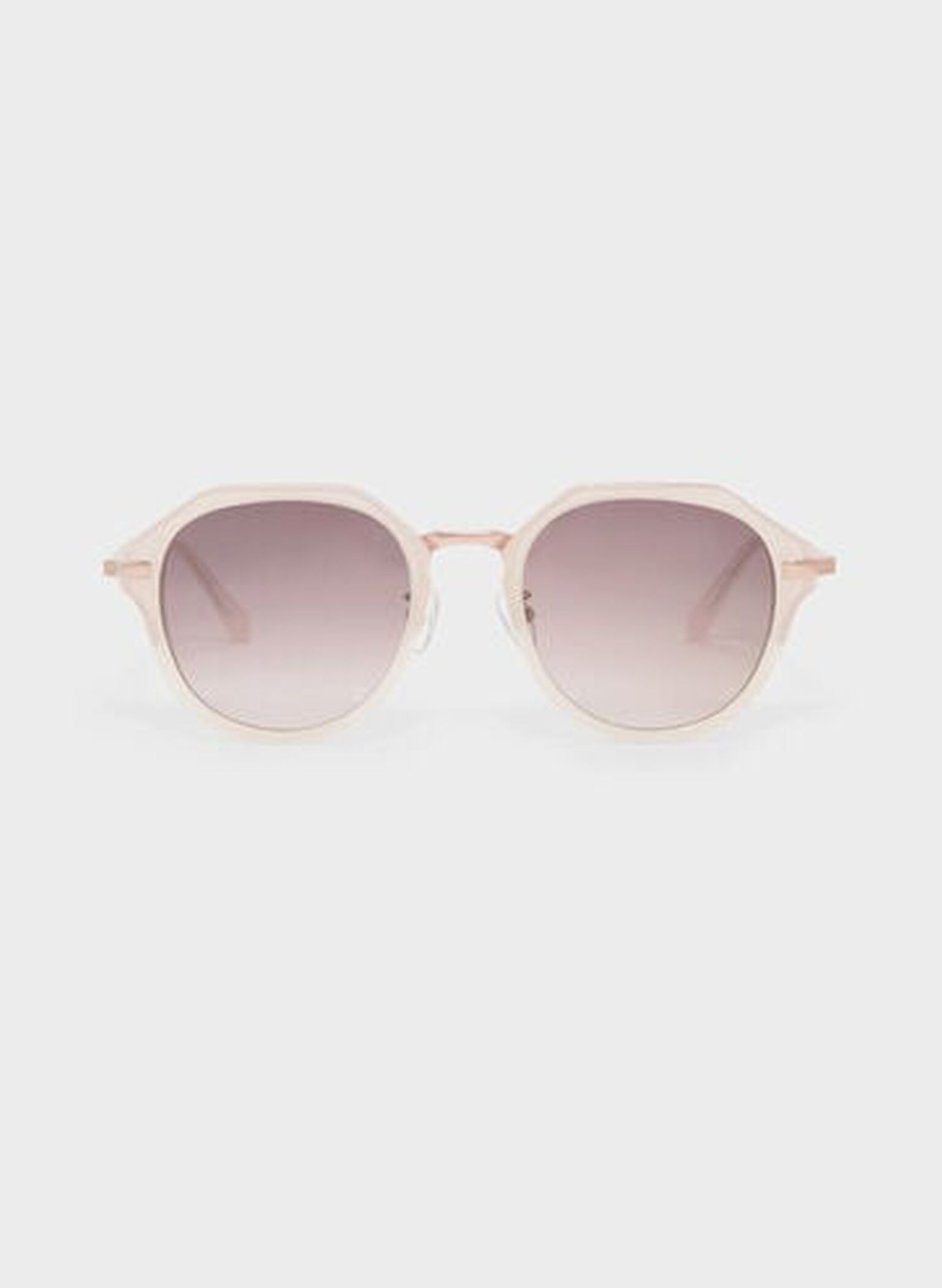 Solana Angular Oval Sunglasses, Pink, hi-res