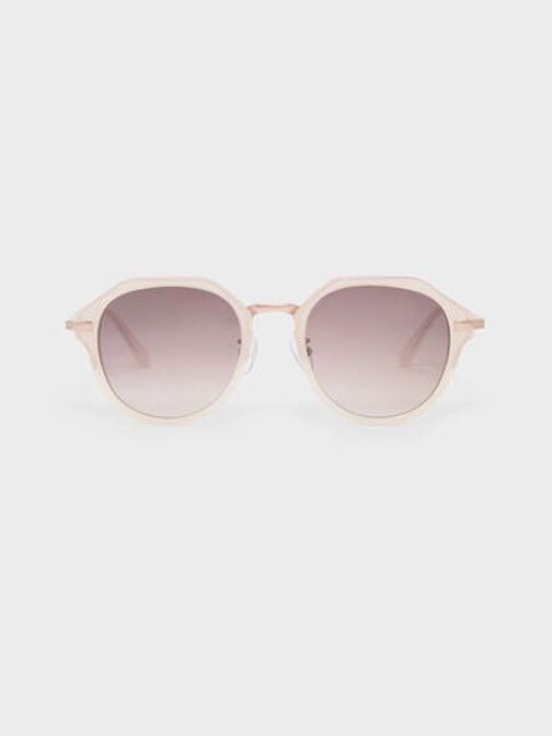 Solana Angular Oval Sunglasses, Pink, hi-res