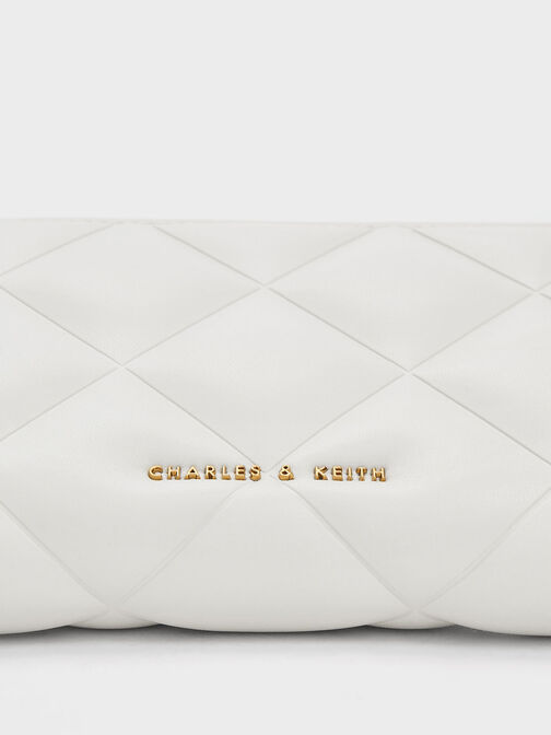 Danika Quilted Long Wallet, White, hi-res