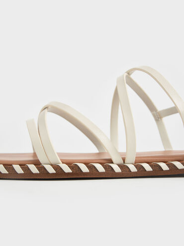 Whipstitch Trim Strappy Sandals, Chalk, hi-res