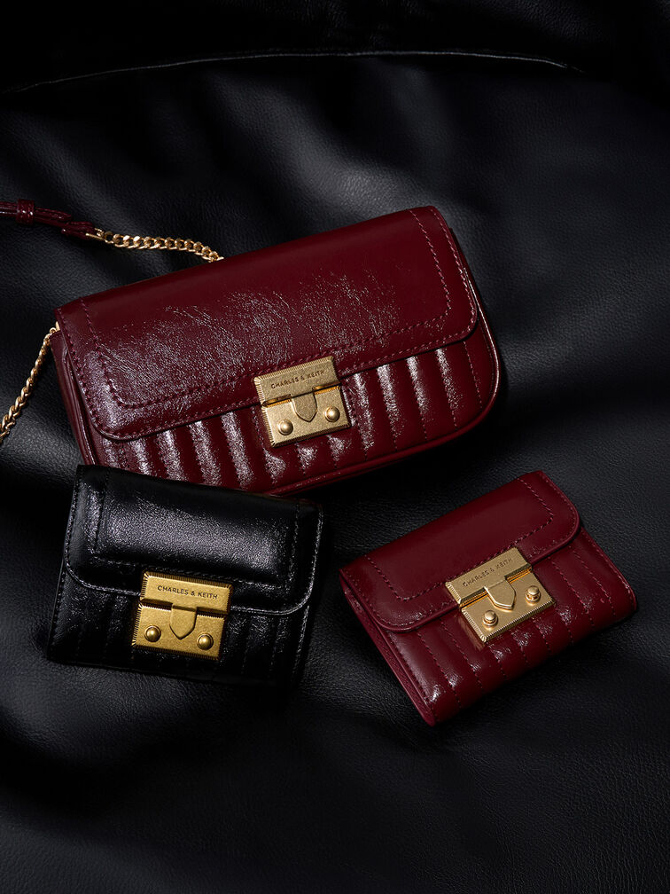 Donna Crinkle-Effect Wallet, Burgundy, hi-res