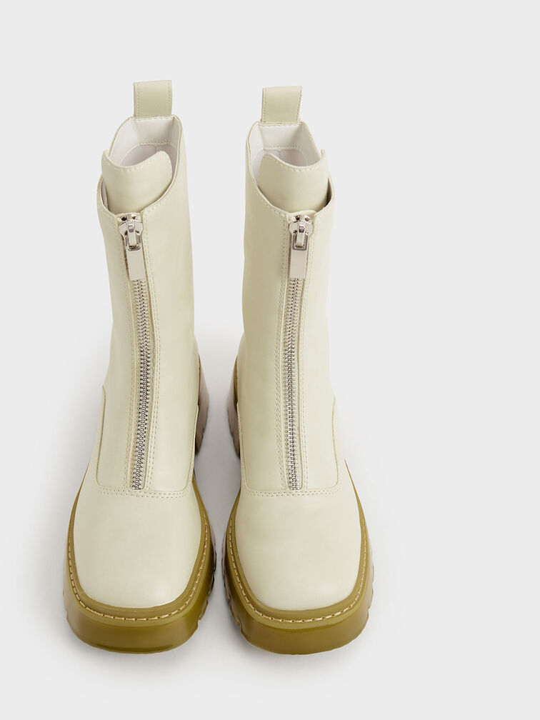 Billie Front-Zip Ankle Boots​, Chalk, hi-res