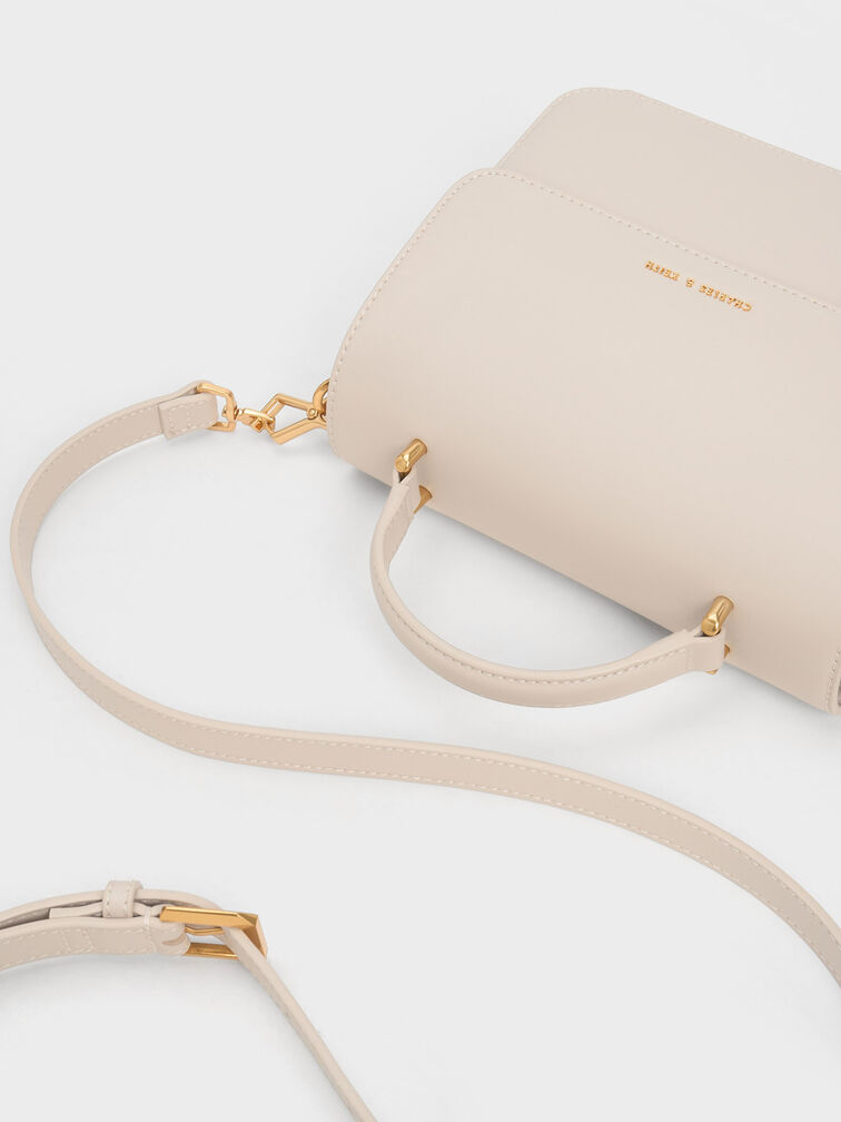 Ivory Front Flap Top Handle Crossbody Bag - CHARLES & KEITH US