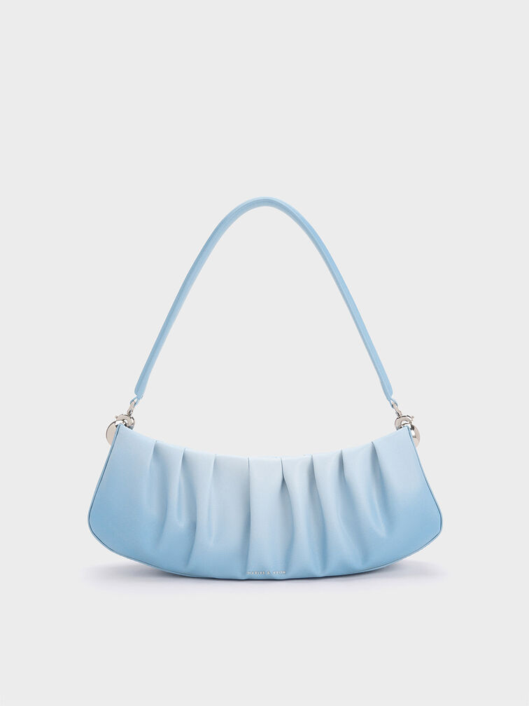 Aldora Ruched Shoulder Bag, Light Blue, hi-res