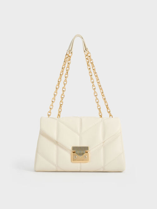 Eudora Chevron Trapeze Bag, Cream, hi-res