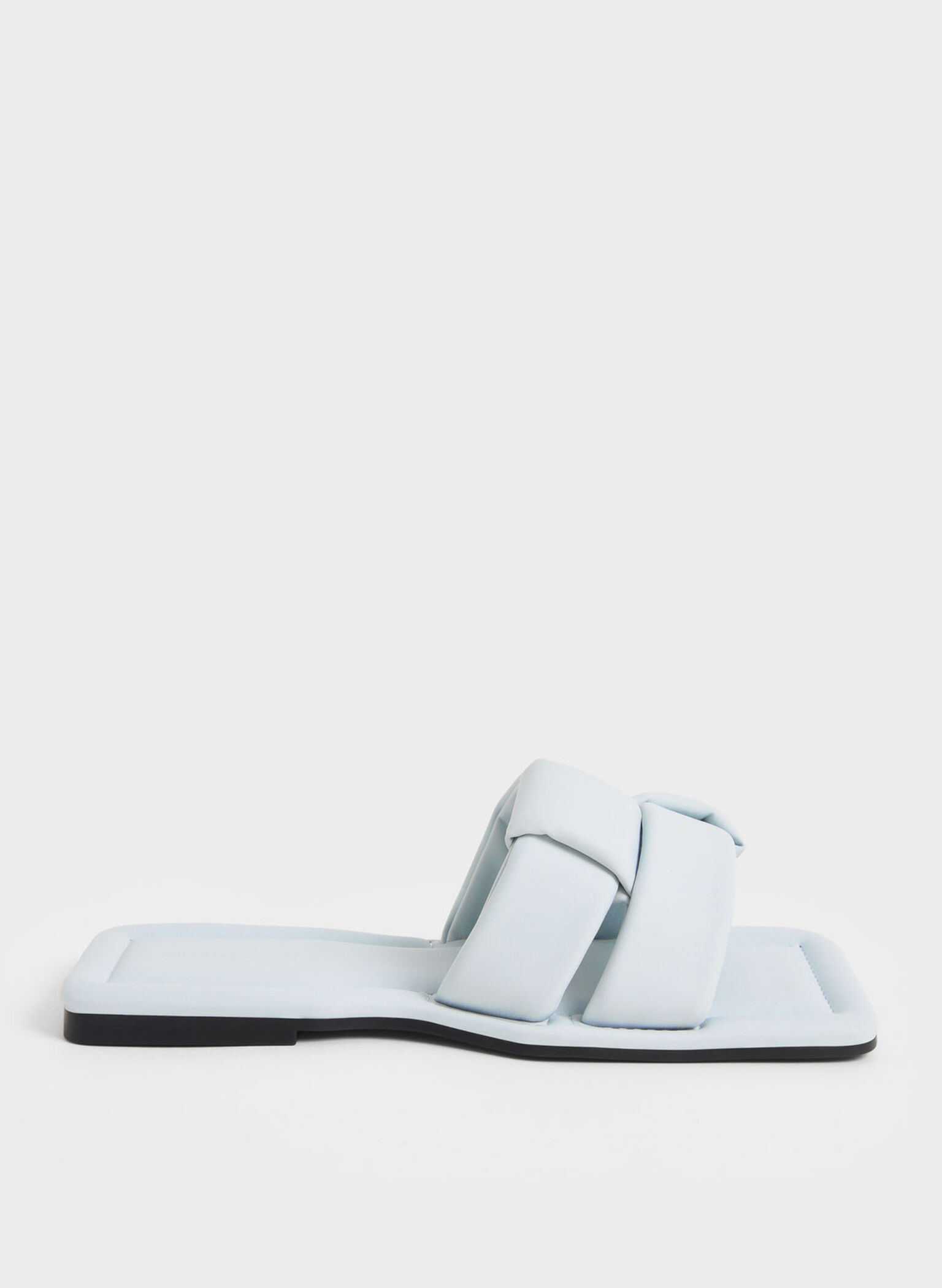 Mint Blue Interwoven Strap Slides - CHARLES & KEITH CA