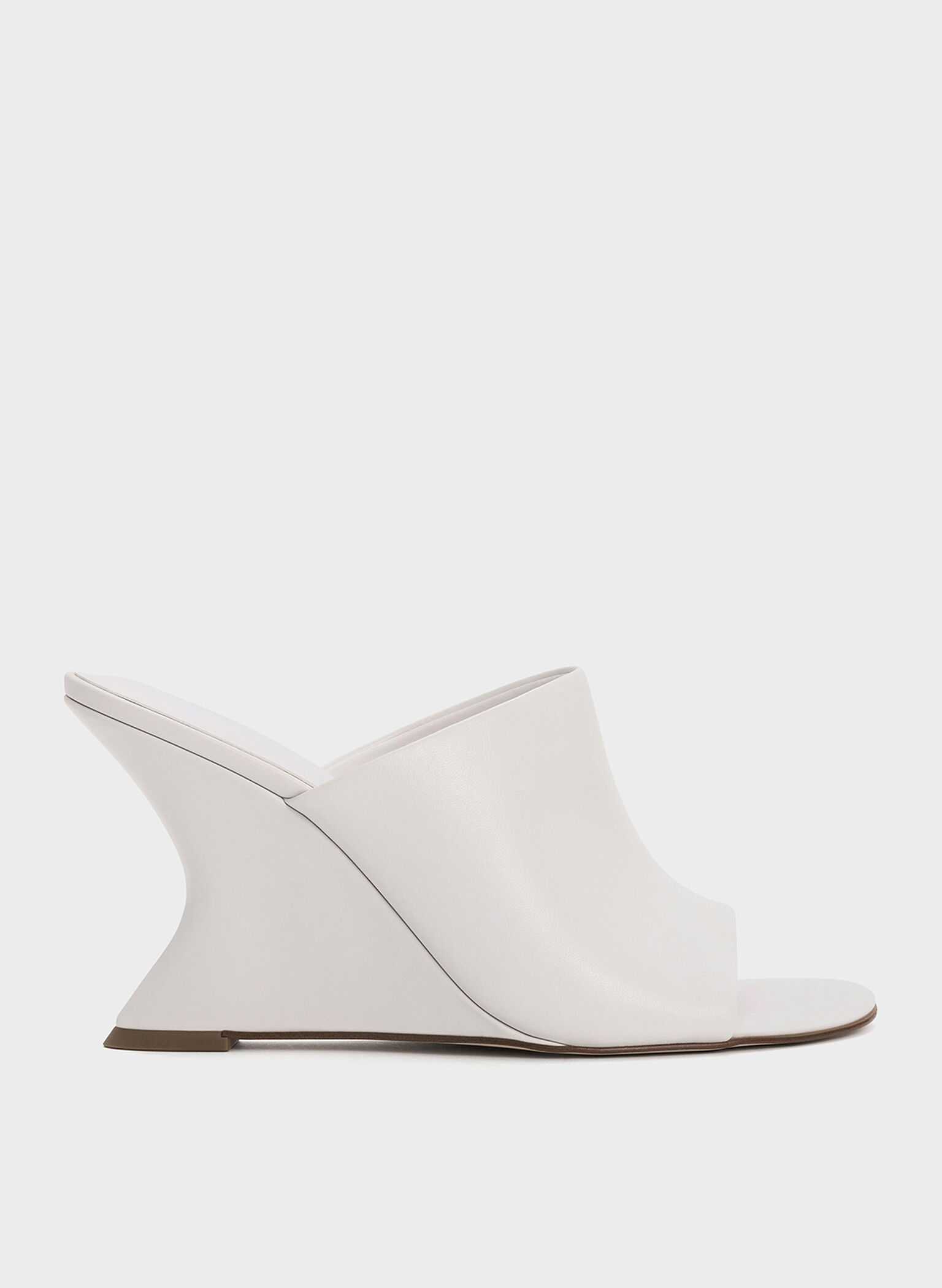 Wide-Strap Sculptural-Heel Wedges, White, hi-res