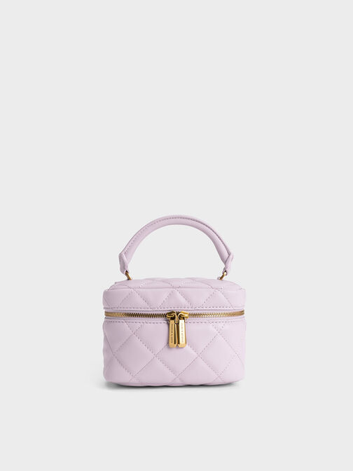 Quilted Vanity Pouch, Lilac, hi-res