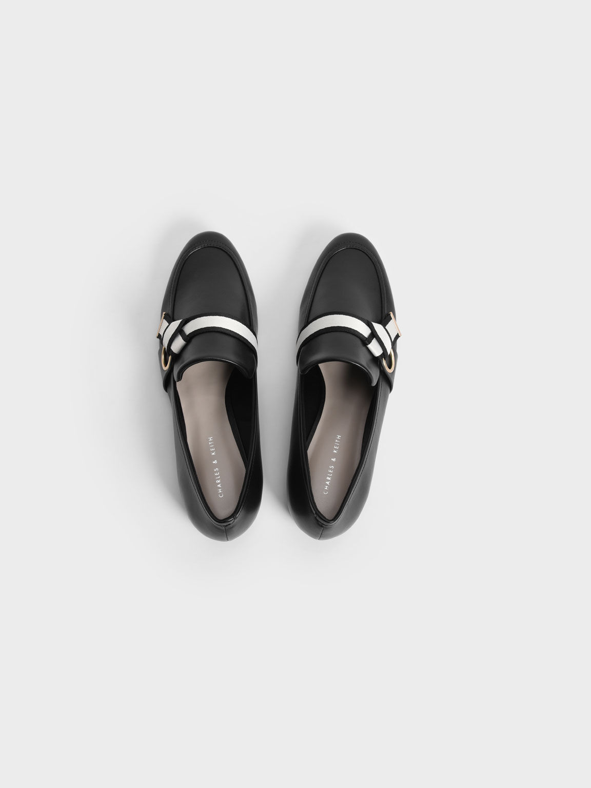 Fabric Knot Penny Loafers, Black, hi-res