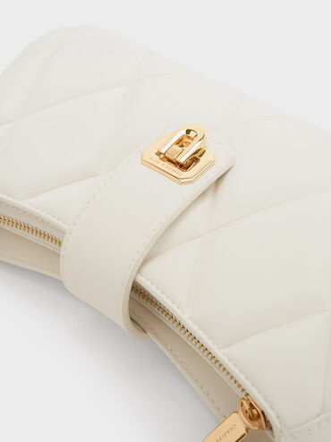 Arwen Quilted Chunky Chain Bag, White, hi-res