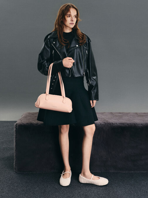 Nelly Elongated Shoulder Bag, Light Pink, hi-res