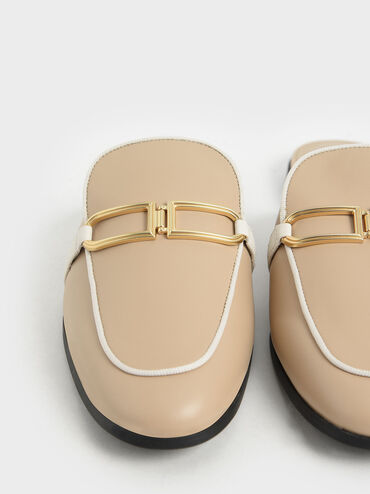 金屬釦穆勒鞋, 米黃色, hi-res