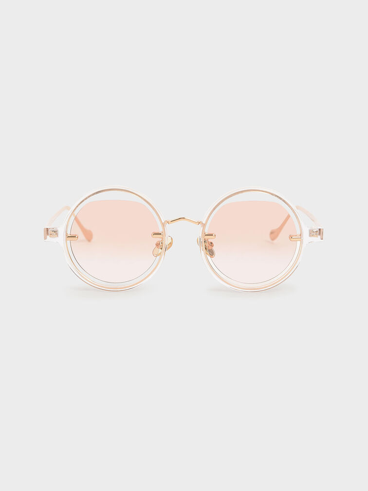 Cut-Out Round Sunglasses, Orange, hi-res