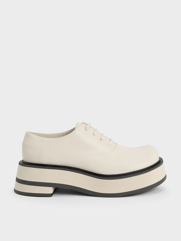 Striped Platform Oxfords, Chalk, hi-res