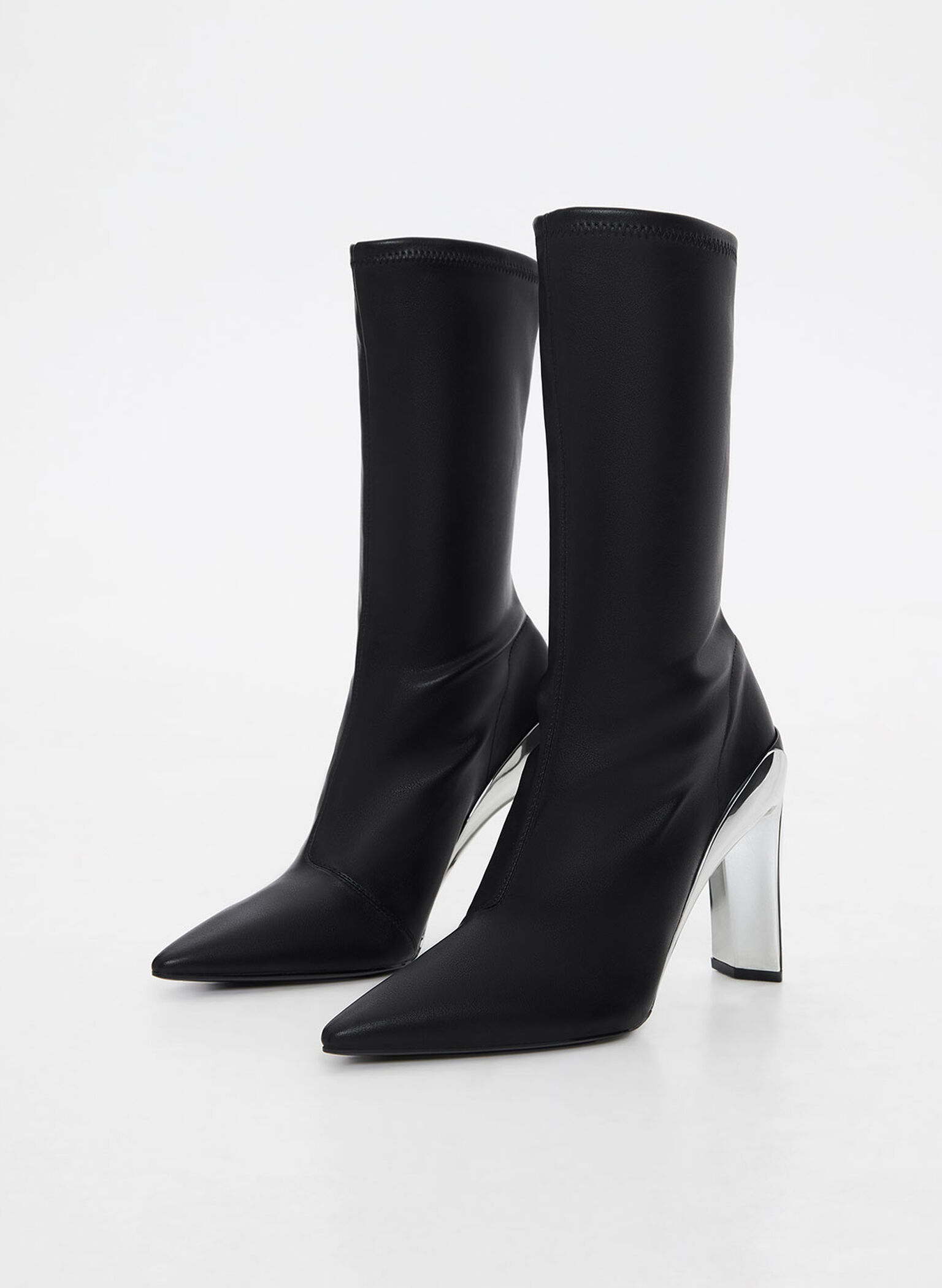 Botines metálicos Devon con tacón plano, Negro, hi-res